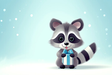 Funny party raccoon.Happy holiday concept