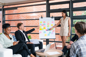 Multiracial business people having meeting and brainstorming discussed about work in conference room in the creative office.