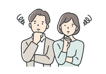 悩んでいる若い夫婦・カップル／上半身