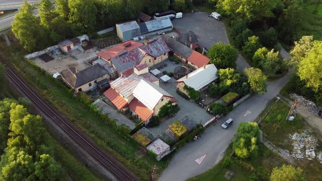 Farm, rescue station for handicapped animals. Drone.