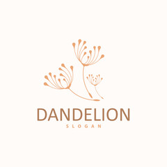 Dandelion Flower Logo Design Simple Vector Minimalist Symbol Template
