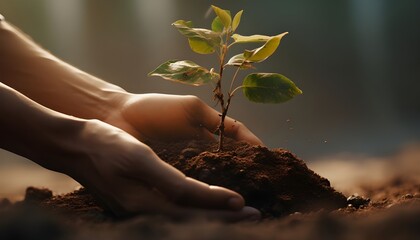 Men planting trees for environmental care, global warming, social awareness, social action

