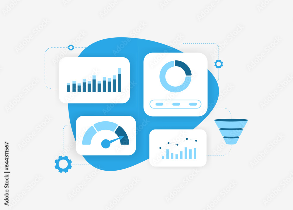 Wall mural business reporting dashboard - data analytics, charts and graphs. financial statistical business dat