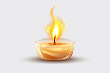 Isolated transparent candle with flame on white background. Generative AI