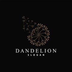 Dandelion Flower Logo Design Simple Vector Minimalist Symbol Template