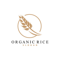 Obraz premium Wheat Grain Rice Logo, Simple Design Organic Vector Illustration Icon Template