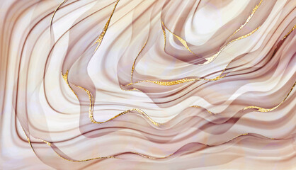 Fototapeta premium Abstract liquid marble painting background texture with gold glitter waves.