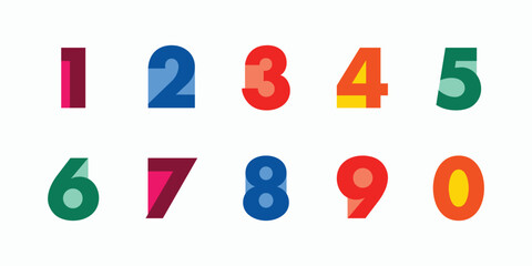 Vector creative colorfull geometry shapes' numerals. font alphabet vector illustrations.