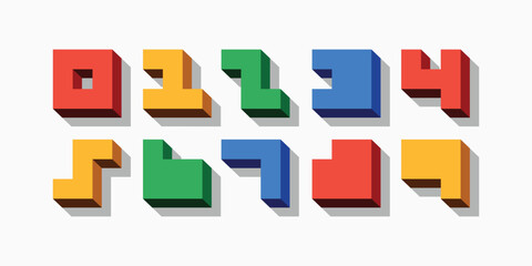 Vector creative color geometry shapes' numerals. font alphabet vector illustrations.