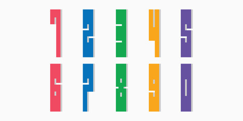 Vector creative colorfull geometry shapes' numerals. font alphabet vector illustrations.