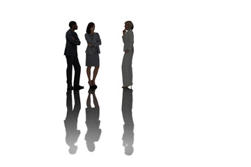 Digital png photo of business people with shadows on transparent background