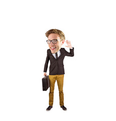 Digital png photo of smiling caucasian businessman with big head on transparent background