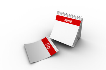 Digital png illustration of discarded may page and june page on calendar on transparent background