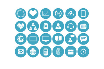 Digital png illustration of blue digital communication and media icons on transparent background