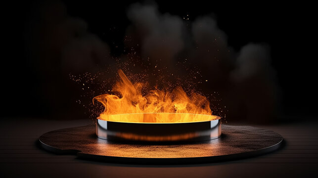 podium modern product showcase burning