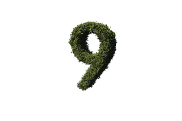 Digital png illustration of 9 number text of leaves on transparent background