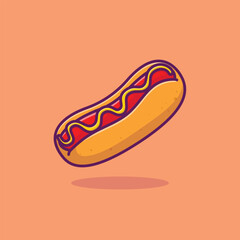 Hotdog food floating simple cartoon vector illustration food concept icon isolated