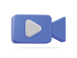 3d play button on video camera icon
