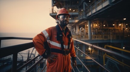 Fototapeta premium Engineer are working at oil and gas industry drilling operation on the platform.