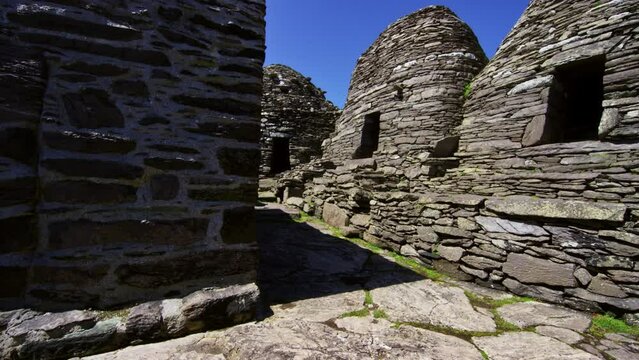 Ancient monastery camera exits revealing UNESCO world heritage site 