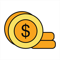 coin color icon design style 