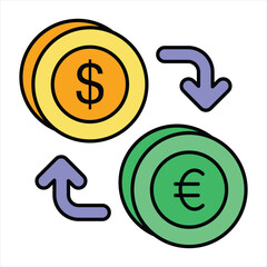 money exchange color outline icon design style