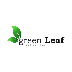 Green Leaf Vector Logo Symbolizing Company Growth