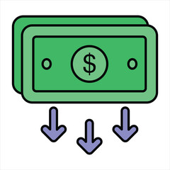 cash pdown color outline icon design style