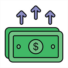 cash up color outline icon design style