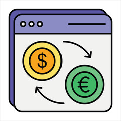 online money exchange color outline icon design style