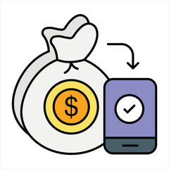 transaction done color outline icon design style