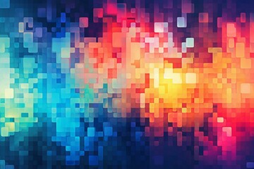 Abstract pixelated background with vibrant colors depicting a digital theme. Generative AI