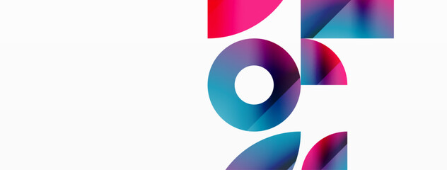 Circles and diverse shapes converge, fashioning contemporary backdrop igniting creativity. Design for digital designs, presentations, website banners, social media posts