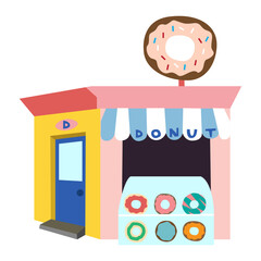 Donut shop flat illustration