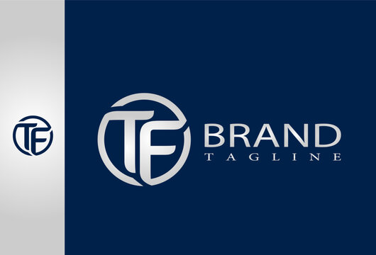 t and f letters in circle modern luxury logo design