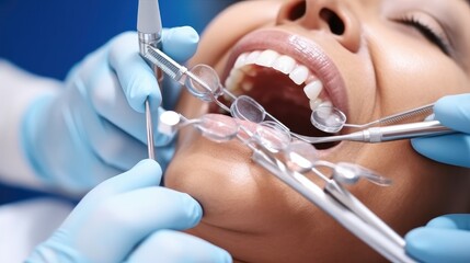 Medical and dental procedure, Healthcare and closeup, Oral health, orthodontics.