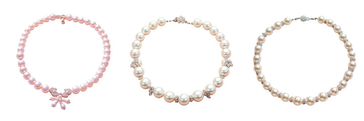 Fototapeta premium Pearl necklace on transparent background backdrop