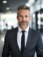 Fototapeta premium Professional office man posing for the camera in an office space created with AI