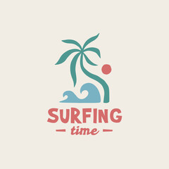 Fototapeta premium Vintage surf logo design template for surf club, surf shop, surf merch.