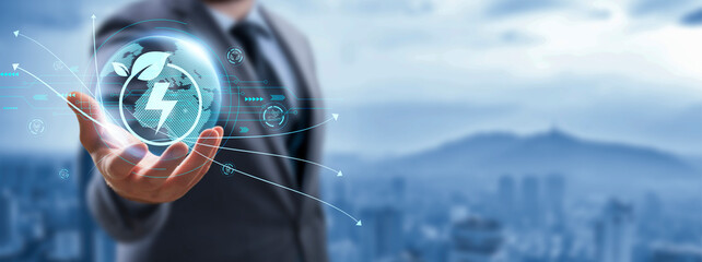 Green Energy for technology environmental friendly renewable energy or clean circular energy...