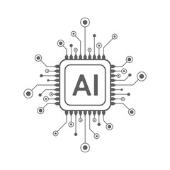 Artificial intelligence circuit line style. Machine learning design. Smart network digital technology. AI. Vector illustration - 644323318