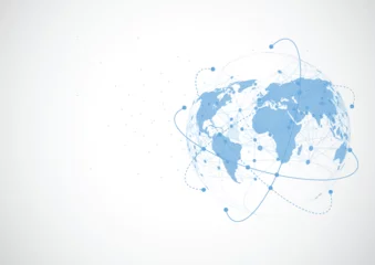 Tableaux ronds sur aluminium Carte du monde Global network connection. World map point and line composition concept of global business. Vector Illustration
