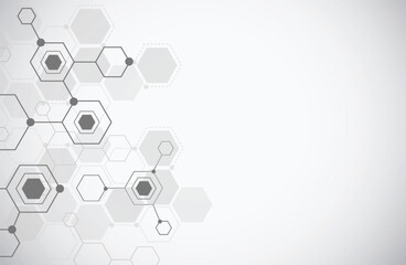 Molecule structure abstract tech background. Medical design. Science template, wallpaper or banner. Vector illustration