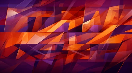Foto op Canvas オレンジ色と紫の幾何学模様の抽象的なグラフィック素材 © Hanako ITO
