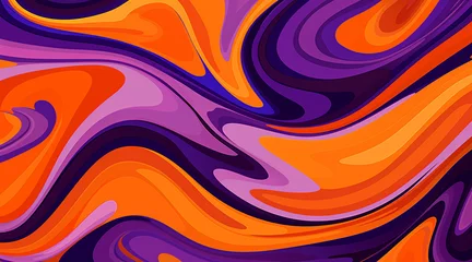 Fotobehang オレンジ色と紫の抽象的なグラフィック素材 © Hanako ITO