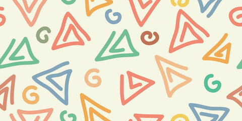 Colorful lines doodle Seamless pattern background. Creative minimalist modern line art background. vector illustrations