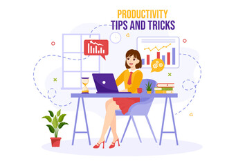 Productivity Tips and Trick Vector Illustration with Marketing Product for Effective Advertisement and Promotion Campaign to Boost Brand Recognition