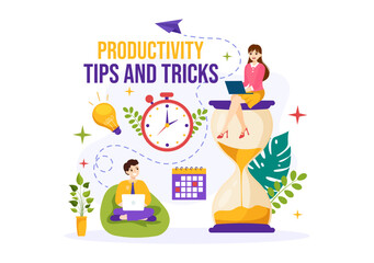Productivity Tips and Trick Vector Illustration with Marketing Product for Effective Advertisement and Promotion Campaign to Boost Brand Recognition