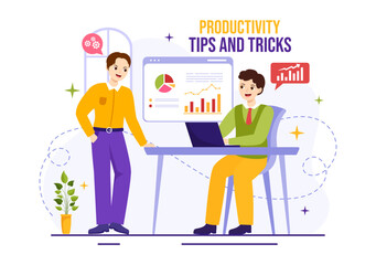 Productivity Tips and Trick Vector Illustration with Marketing Product for Effective Advertisement and Promotion Campaign to Boost Brand Recognition