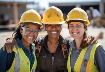 Diverse female construction workers at their workplace